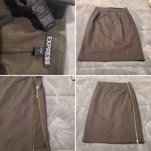 Worn Once - Express - Functional, Side Zip, Olive Skirt